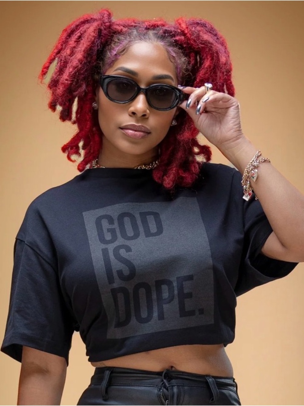 GOD IS DOPE Black Cropped Graphic Tee